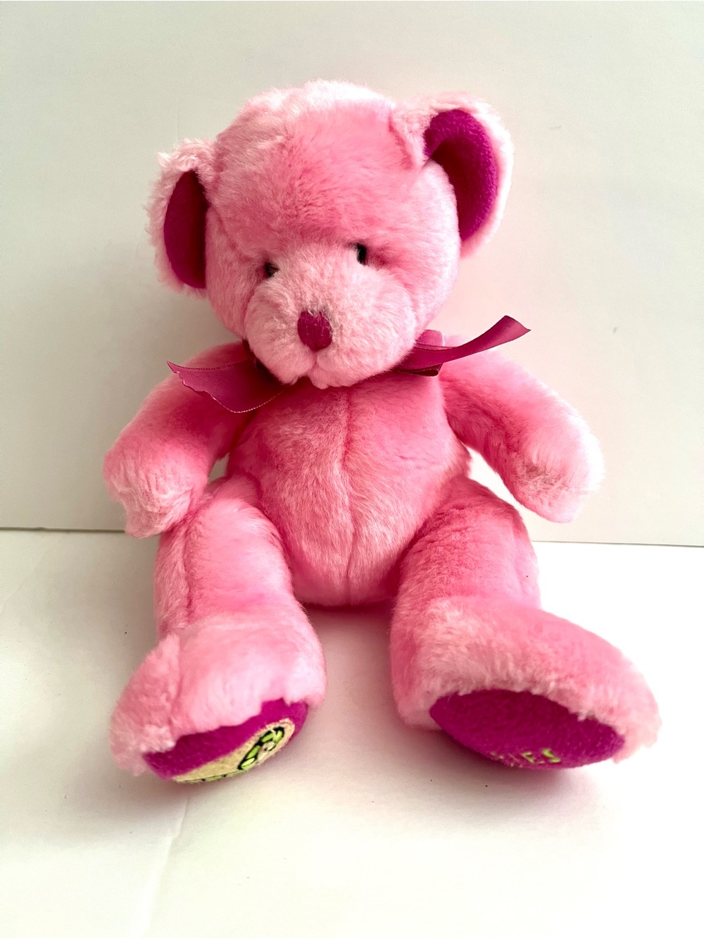 Russ ARIES Pink Plush Teddy Bear with Ribbon - Soft Cuddly Stuffed Animal